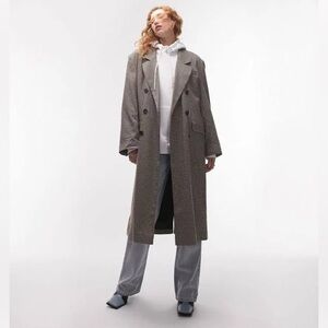 Topshop Dad Oversized Double Breasted Long Coat Size 2
